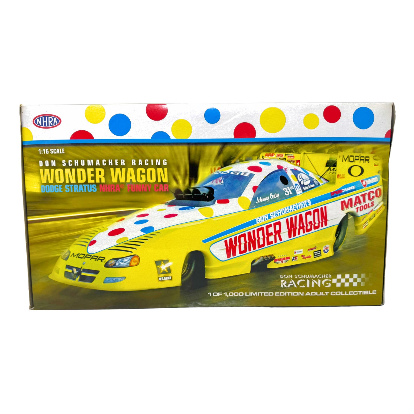 Milestone Johnny Gray NHRA Wonder Wagon Dodge Stratus Funny Car 1:16 Scale