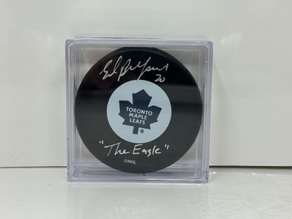 Ed Belfour Toronto Maple Leafs Signed NHL Autograph Puck Silver Auto