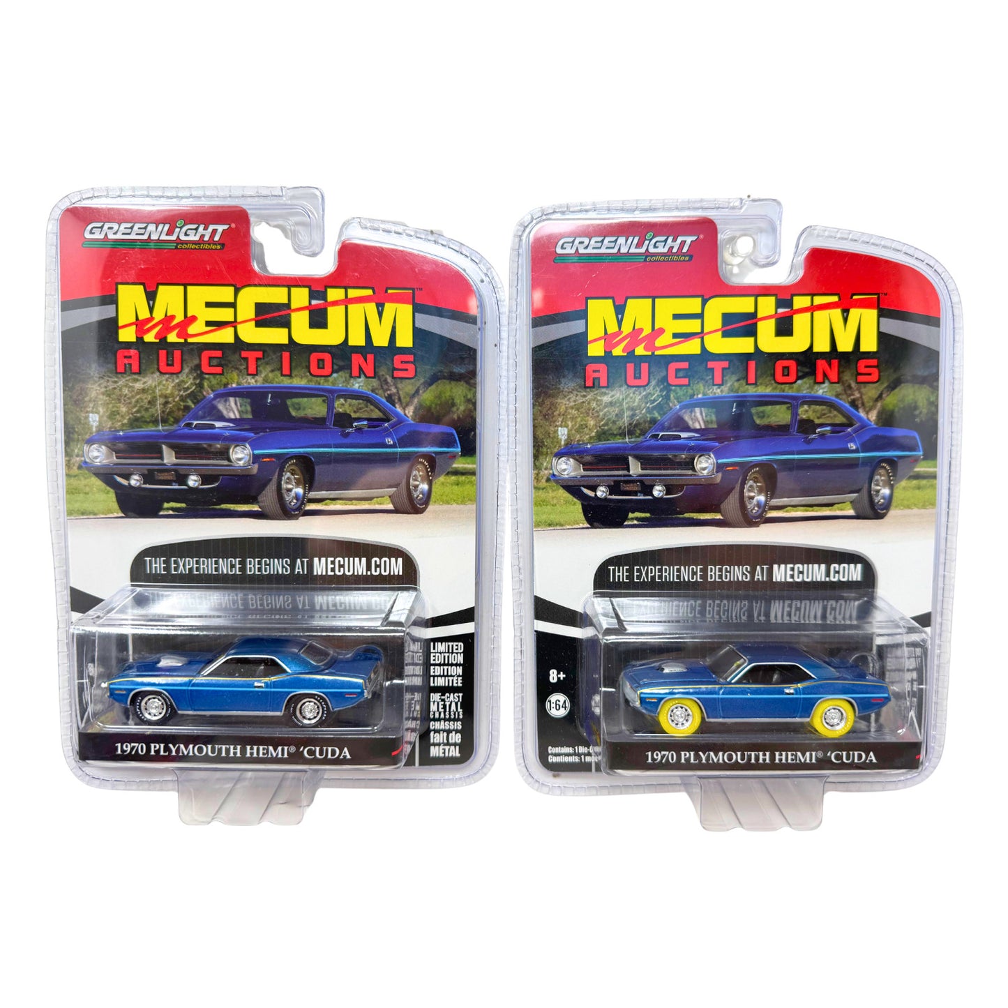 Greenlight 1970 Plymouth HEMI Cuda Mecum Auctions YELLOW WHEELS 1:64 Diecast