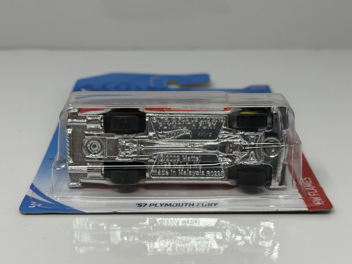 Hot Wheels Flames 1957 Plymouth Fury 1:64 Diecast White