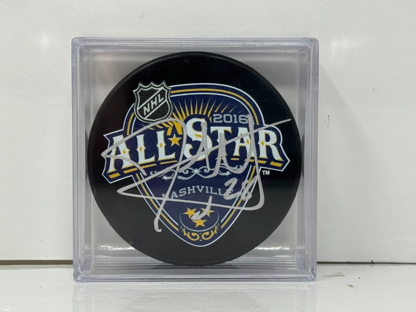 John Scott 2016 NHL All-Star Nashville Signed NHL Autograph Puck Silver Auto