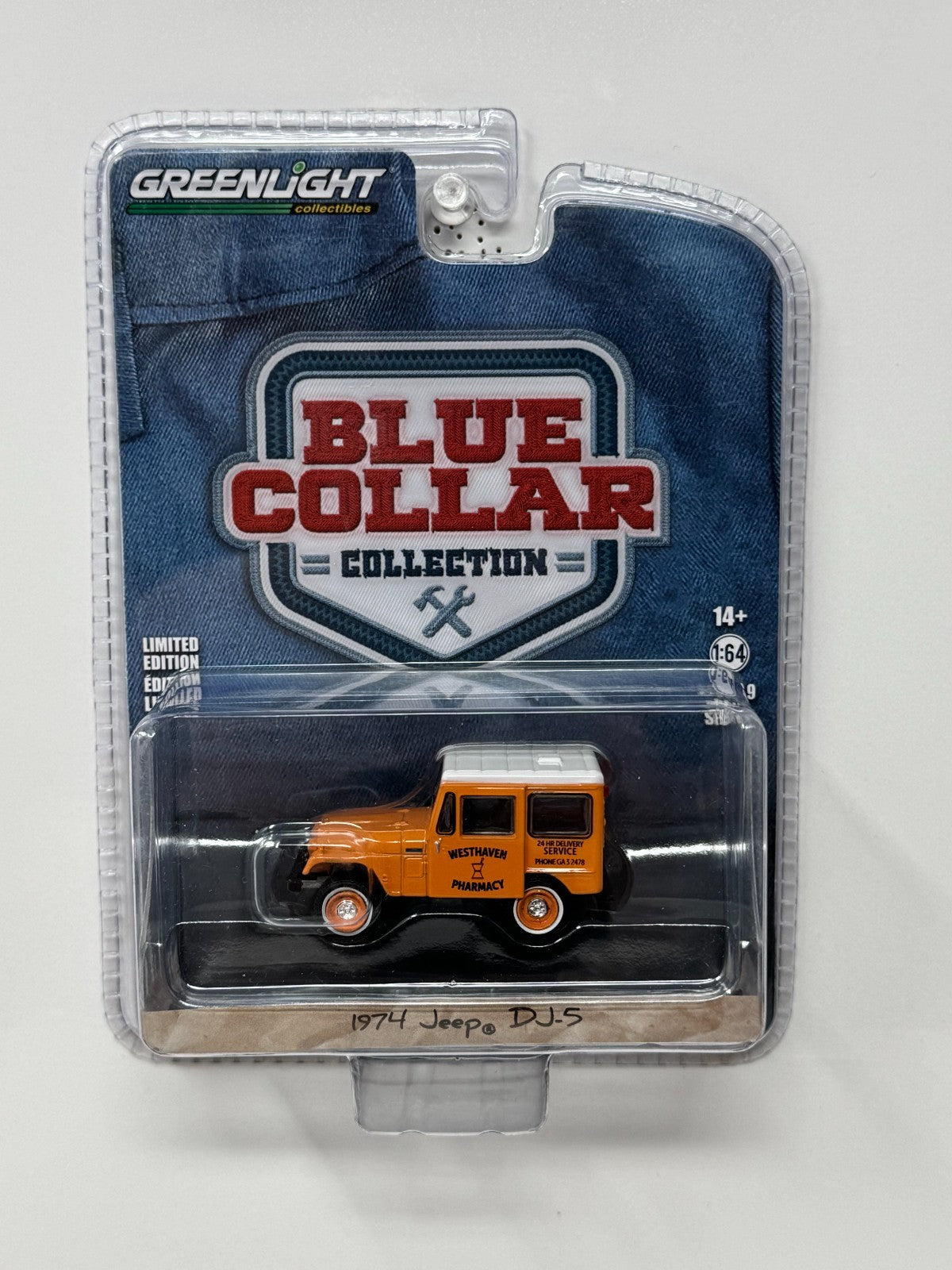 Greenlight Blue Collar Collection 1974 Jeep DJ-5 Westhaven Pharmacy 1:64 Diecast