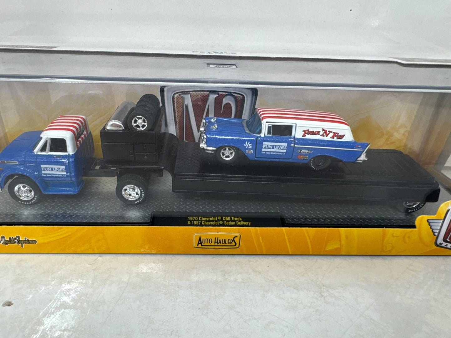 M2 Auto Haulers Chevy C-60 Truck & 1957 Chevy Sedan Delivery SEMA 1:64 Diecast