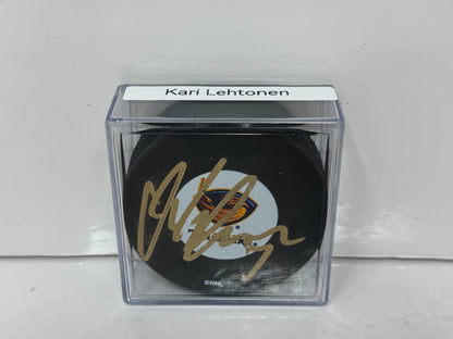 Kari Lehtonen Atlanta Thrashers Signed NHL Autograph Puck Gold Auto