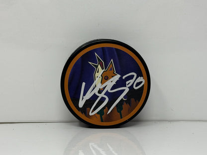 Karel Vejmelka Arizona Coyotes Signed NHL Autograph Puck Silver Auto