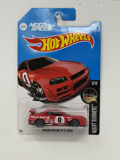 Hot Wheels Need for Speed Night Burnerz Nissan Skyline GT-R R34 1:64 Diecast