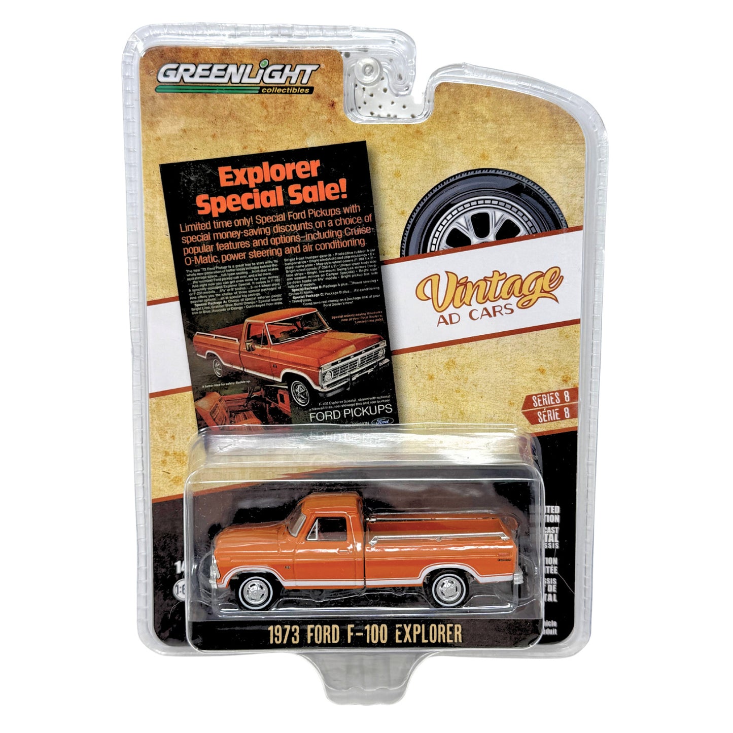 Greenlight Vintage AD Cars 1973 Ford F-100 Explorer 1:64 Diecast
