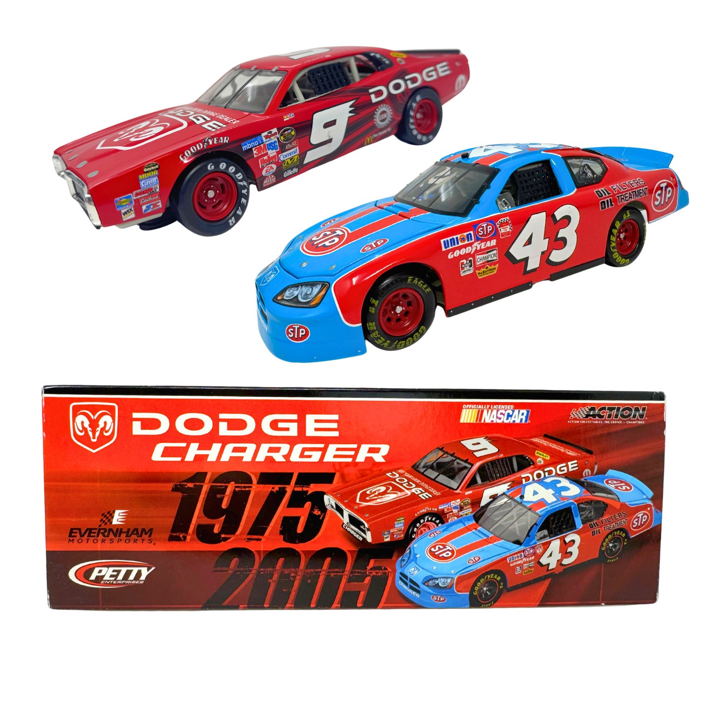 Action NASCAR Richard Petty #43 & Kasey Kahne #9 Dodge Dealers Swap 1:24 Diecast