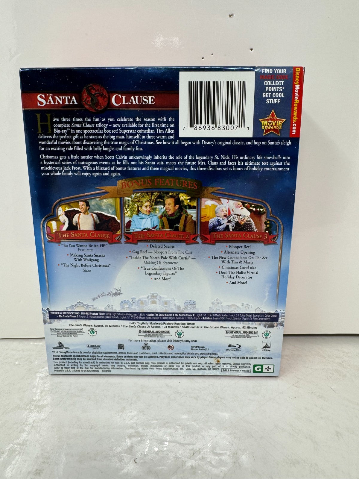 Santa Clause 3 Movie Collection (Blu-ray) Tim Allen Christmas Set Disney