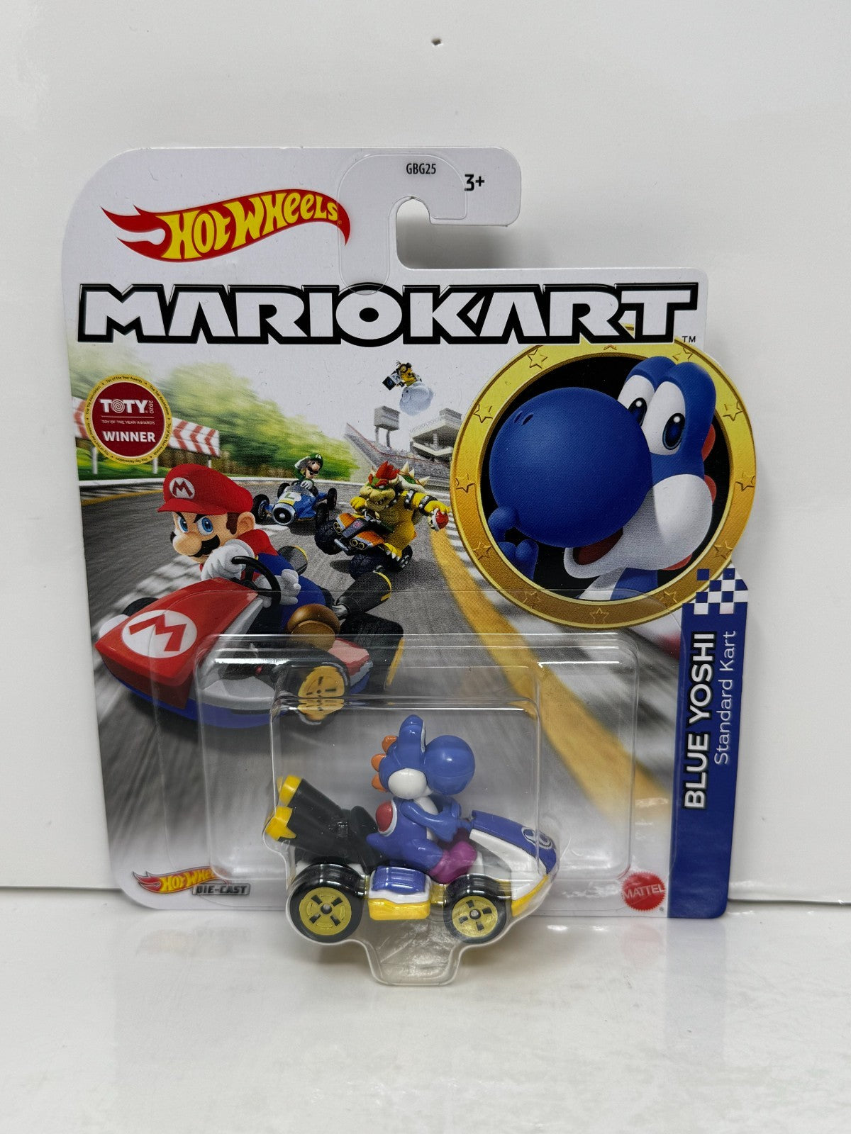 Hot Wheels Mario Kart Blue Yoshi Standard Kart 1:64 Diecast