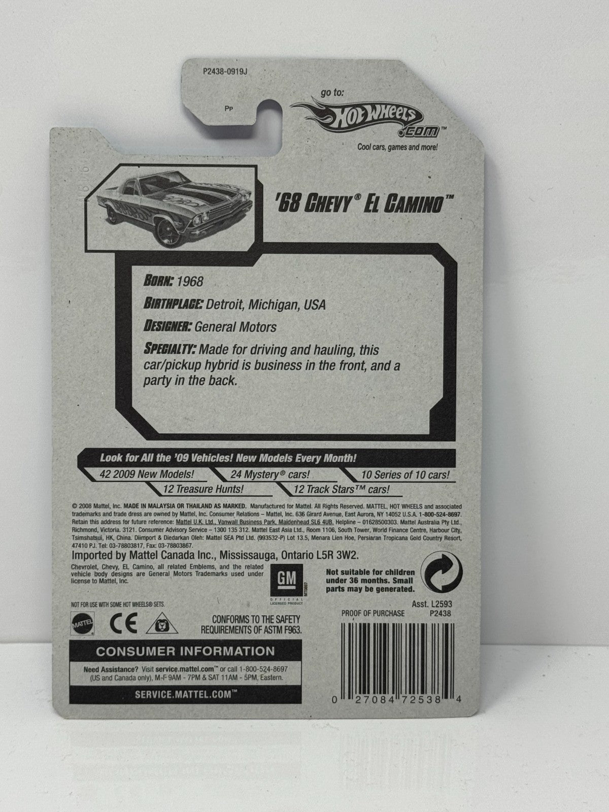 Hot Wheels Heat Fleet 1968 Chevy El Camino 1:64 Diecast Factory Sealed