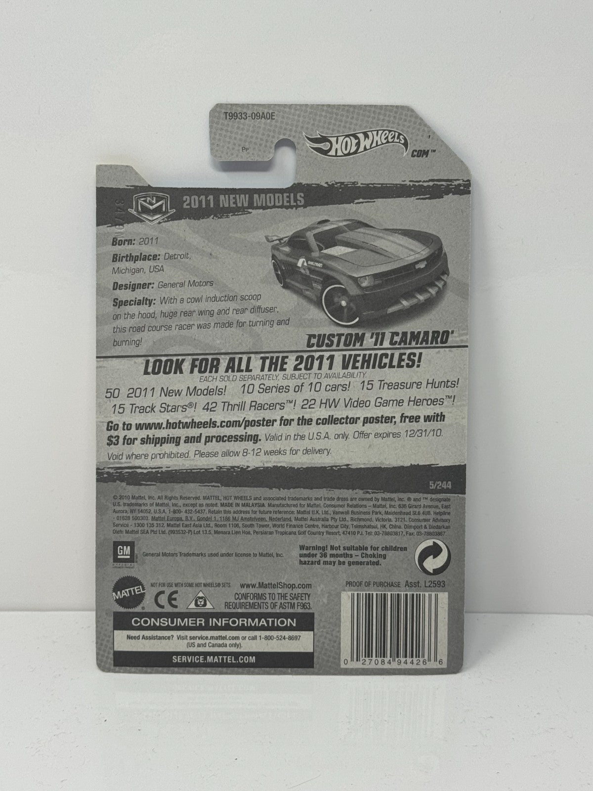 Hot Wheels New Models Custom 2011 Camaro 1:64 Diecast Factory Sealed Gray