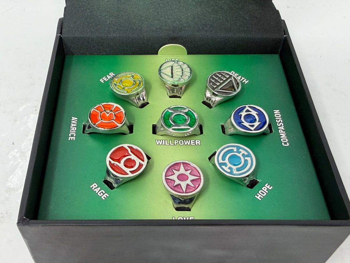 DC Green Lantern Emotional Spectrum 9-Ring Set Adjustable Collector Box