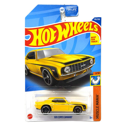 Hot Wheels Muscle Mania 1969 Chevrolet COPO Camaro 1:64 Diecast Yellow