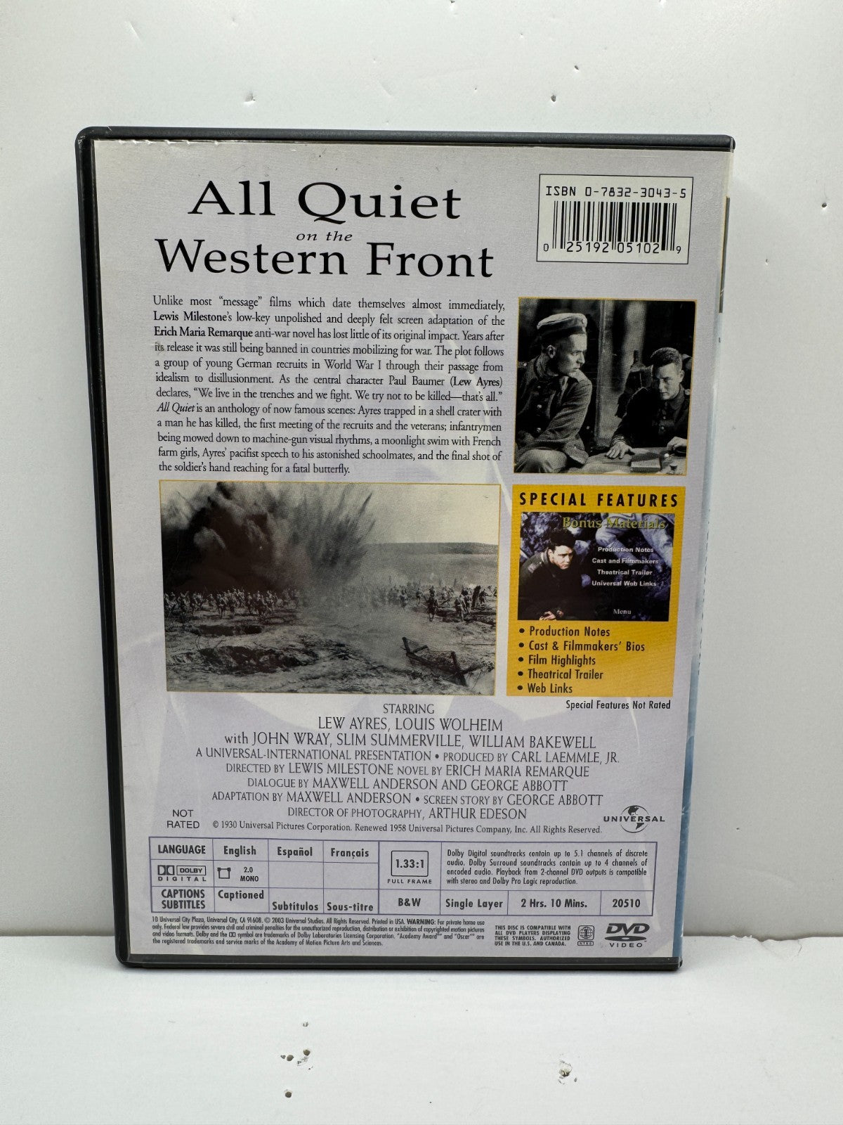 All Quiet on the Western Front (DVD) Lew Ayres War Drama