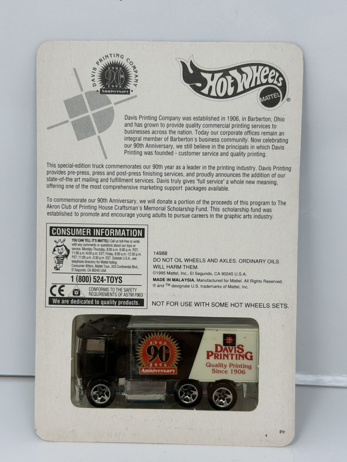 Hot Wheels Davis Printing 90th Anniversary Hiway Hauler 1:64 Diecast