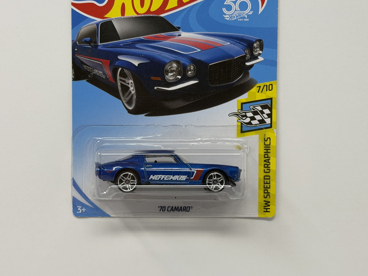 Hot Wheels HW Speed Graphics 1970 Chevrolet Camaro 1:64 Diecast Blue USA Card
