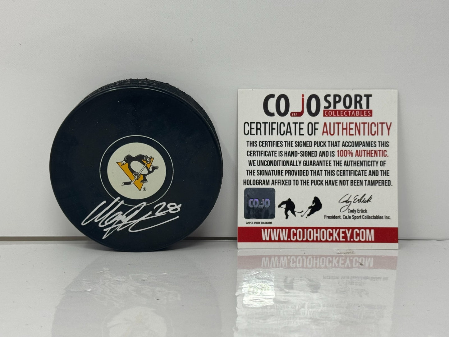 Marcus Pettersson Pittsburgh Penguins Signed NHL Autograph Puck Silver Auto