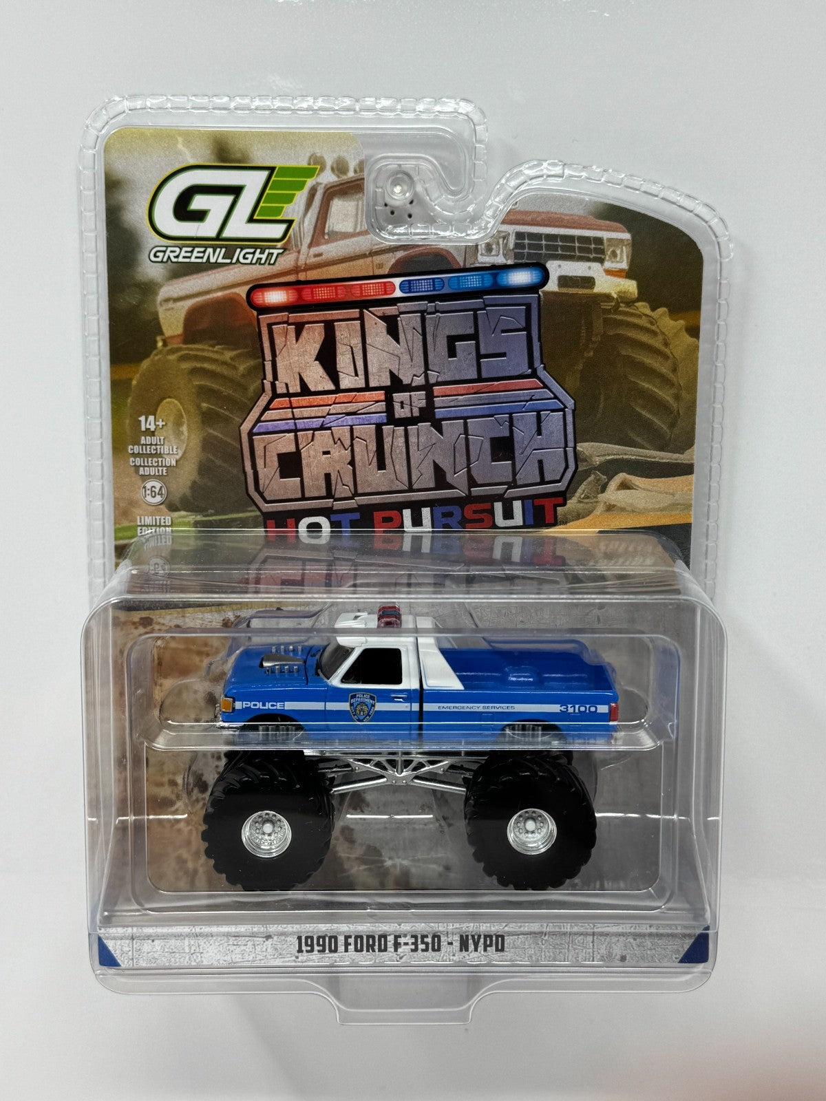 Greenlight King of Crunch Hot Pursuit Ford F-350 NYPD Monster Truck 1:64 Diecast