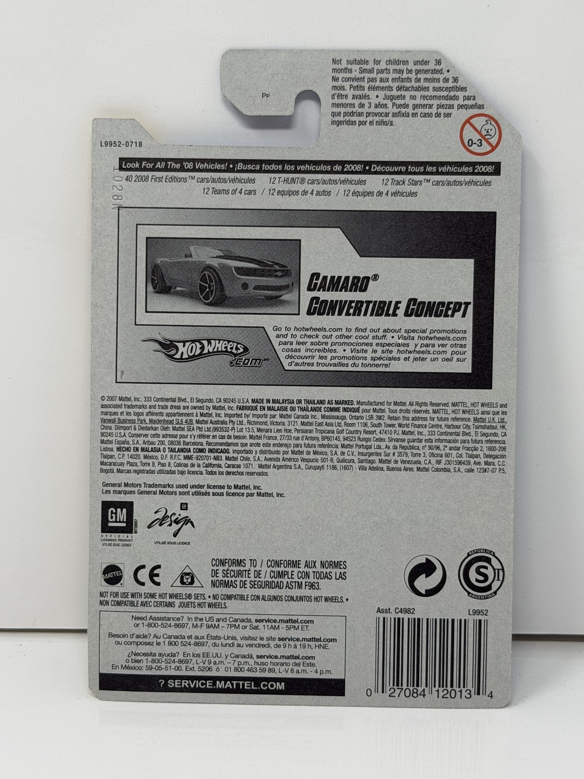 Hot Wheels 2008 First Editions Camaro Convertible Concept 1:64 Diecast Orange