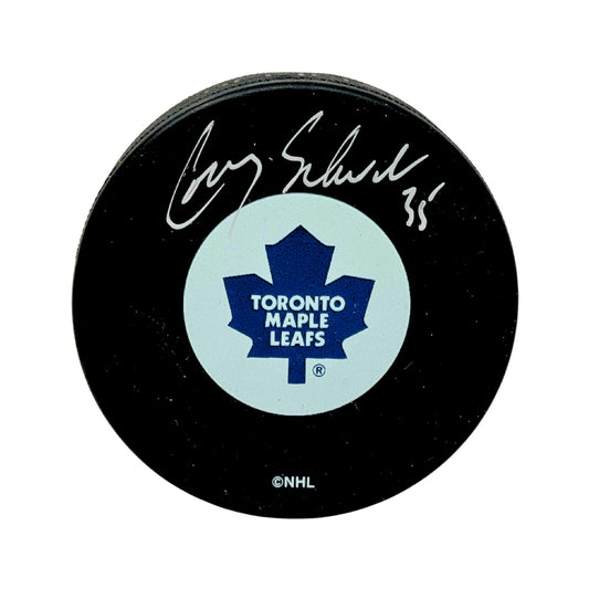 Corey Schwab Toronto Maple Leafs Signed NHL Autograph Puck Silver Auto