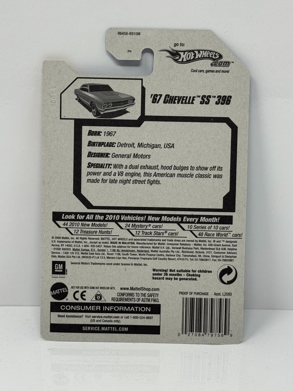 Hot Wheels '10 New Models 1967 Chevy Chevelle SS 396 1:64 Diecast Factory Sealed
