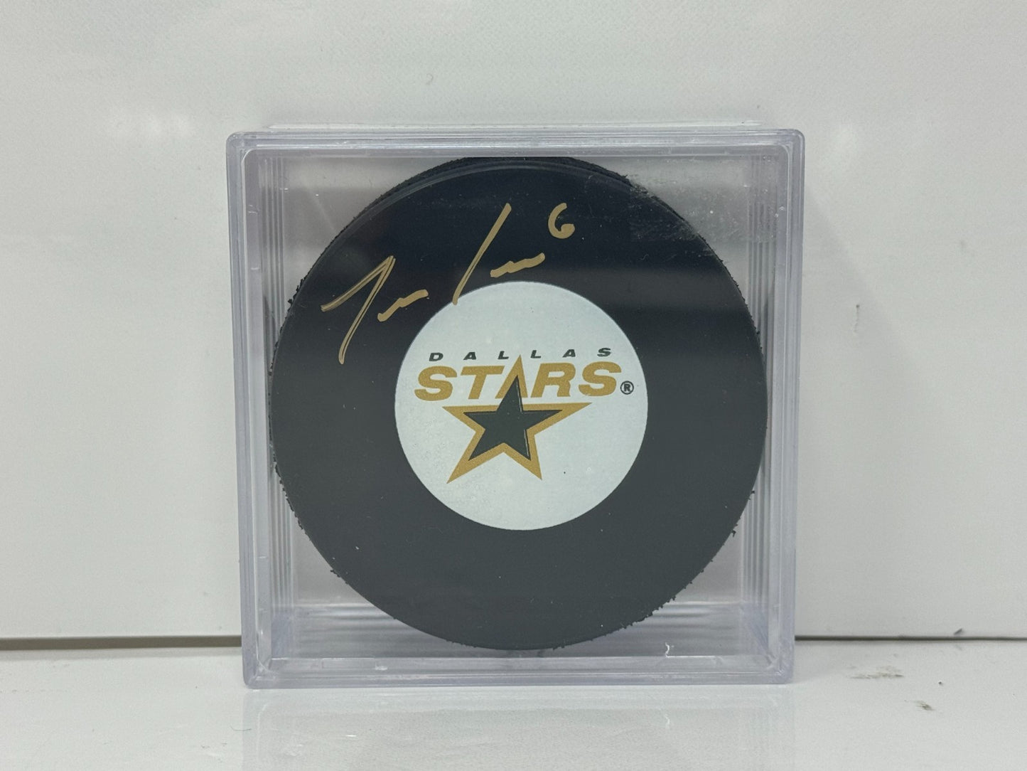 Trevor Daley Dallas Stars Signed NHL Autograph Puck Gold Auto