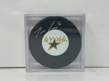 Trevor Daley Dallas Stars Signed NHL Autograph Puck Gold Auto