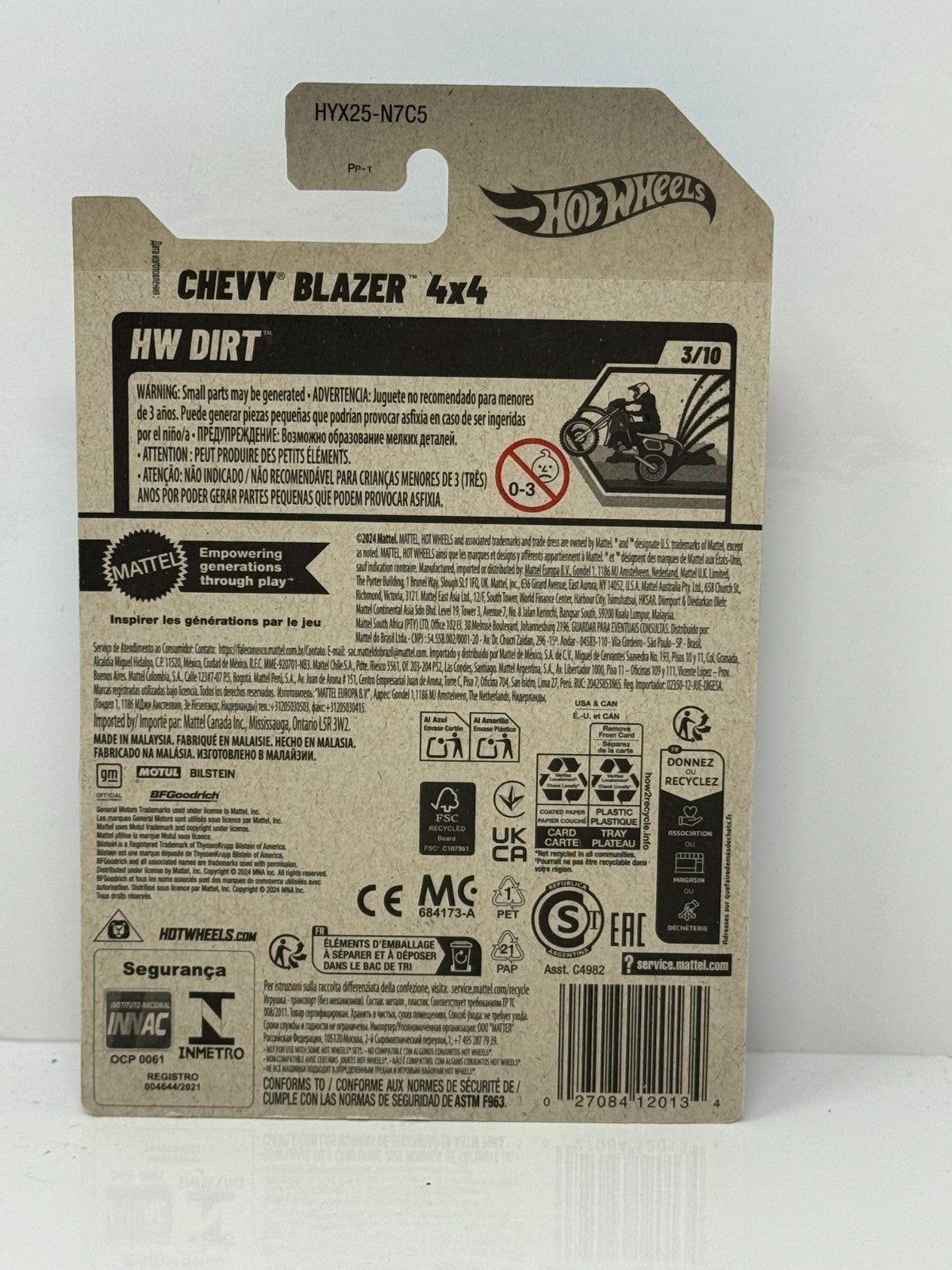 Hot Wheels Dirt 1985 Chevy Blazer 4x4 1:64 Diecast