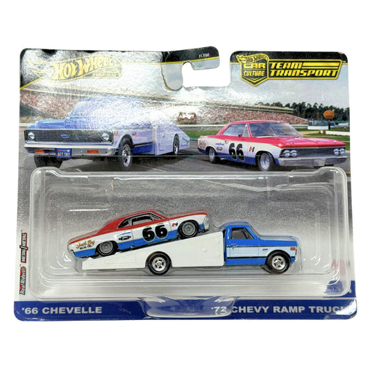 Hot Wheels Premium Team Transport #64 1966 Chevelle & Ramp Truck 1:64 Diecast