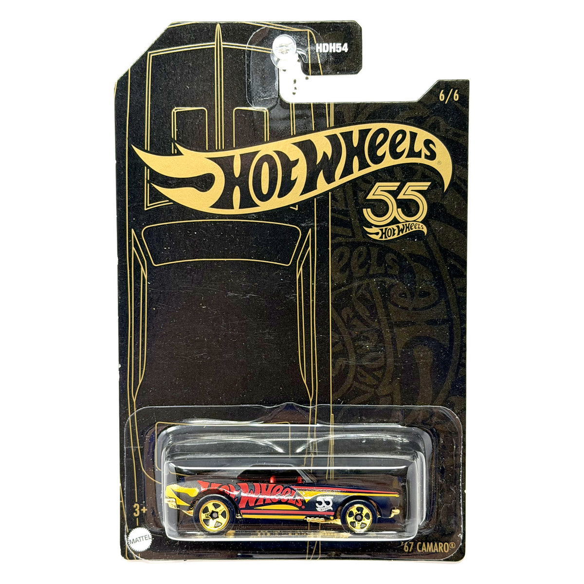 Hot Wheels 55th Anniversary 1967 Chevrolet Camaro 1:64 Diecast Black Gold