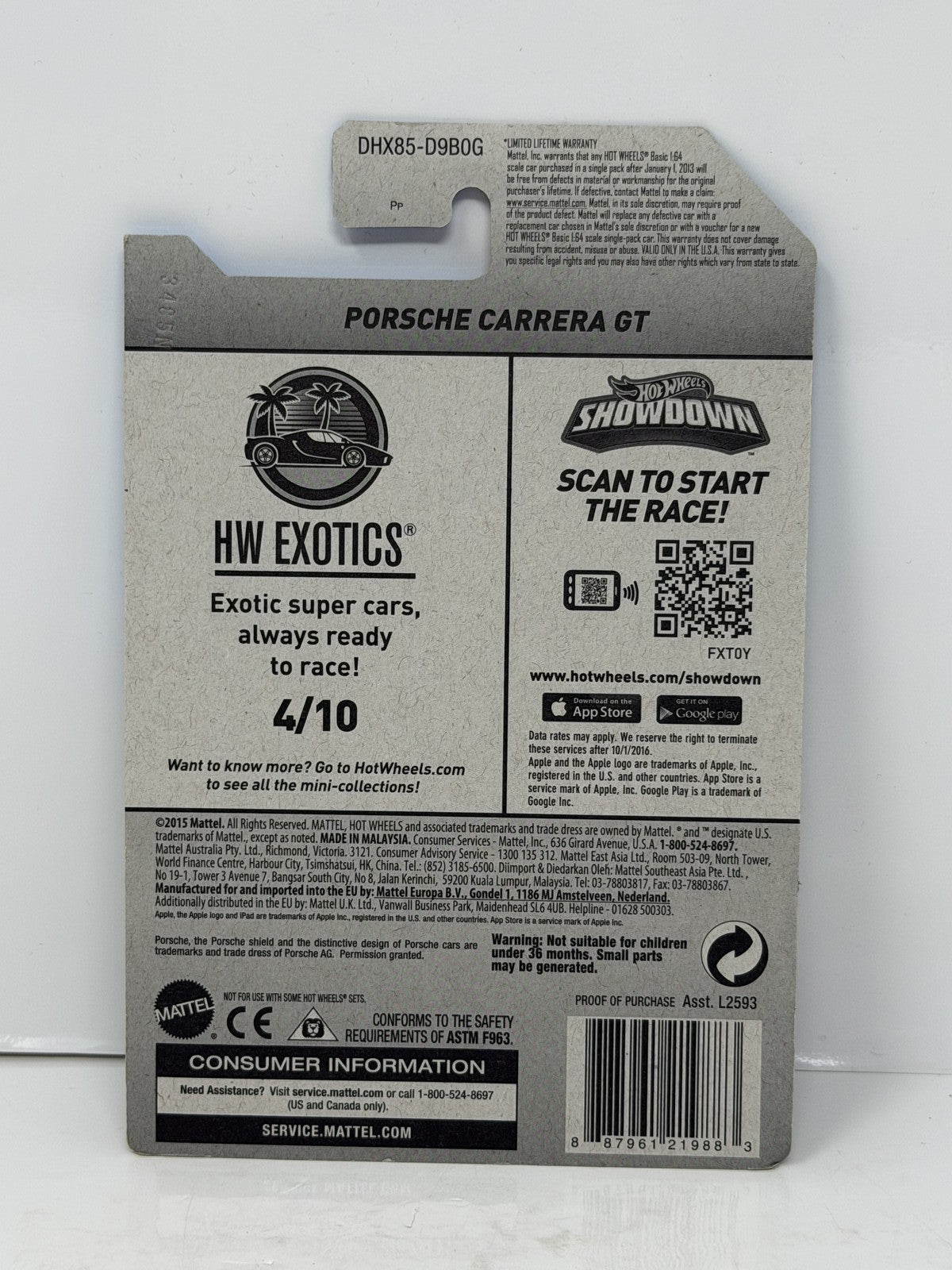 Hot Wheels ZAMAC HW Exotics Porsche Carrera GT 1:64 Diecast