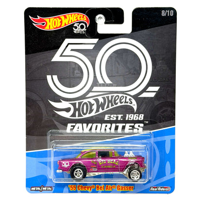 Hot Wheels 50th Favorites 1955 Chevrolet Bel Air Gasser 1:64 Diecast Real Riders