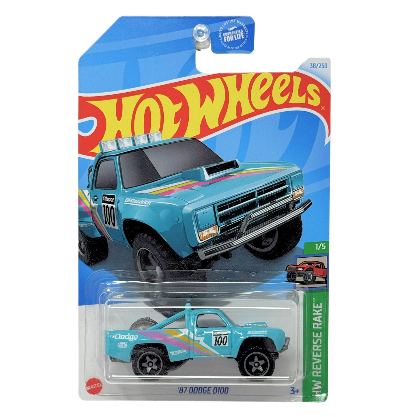 Hot Wheels Reverse Rake 1987 Dodge D100 1:64 Diecast V2