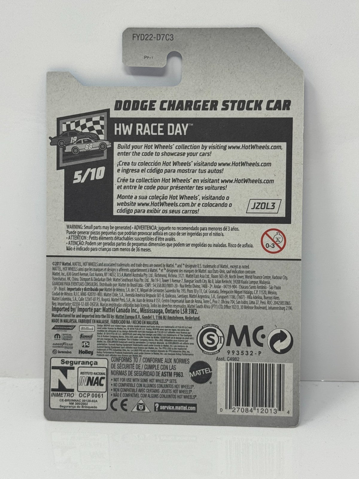 Hot Wheels Race Day Dodge Charger Stock Car 1:64 Diecast Blue