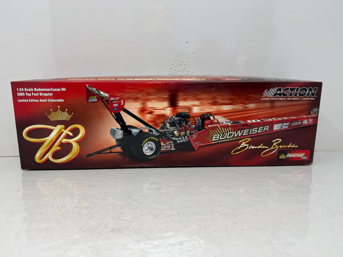 Action NHRA Brandon Bernstein Budweiser AUTO 2005 Top Fuel Dragster 1:24 Diecast