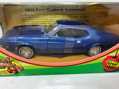 Motormax Fresh Cherries 1971 Ford Mustang Sportsroof Blue 1:24 Diecast
