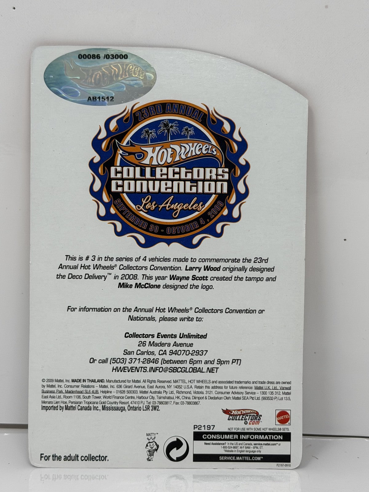 Hot Wheels 2009 23rd Collectors Convention Deco Delivery 1:64 Diecast 0086/3000