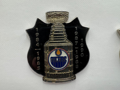 Edmonton Oilers Stanley Cup Champions Vintage NHL Lapel Pin Multi Year