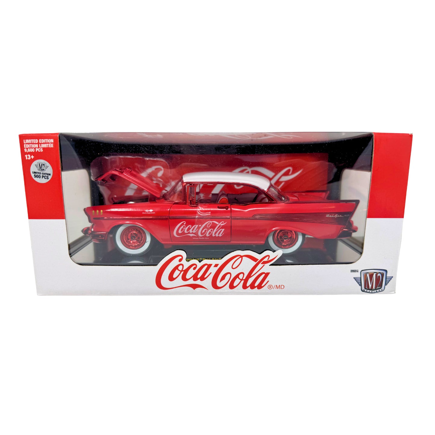 M2 Machines 1957 Chevy Bel Air Hardtop Coca-Cola CHASE 1:24 Diecast Red Rims