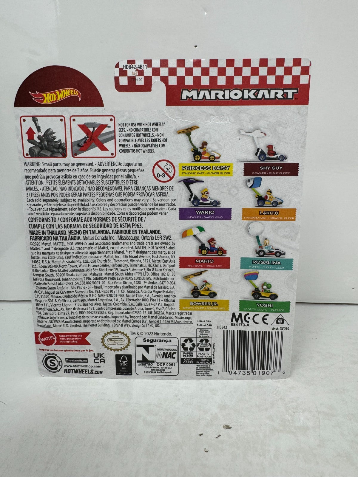 Hot Wheels Mario Kart Wario B-Dasher Wario Wing 1:64 Diecast
