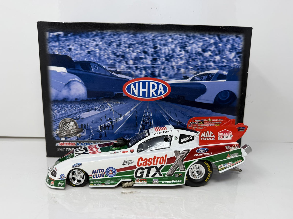 Action NHRA John Force Castrol Retro Ford Mustang Funny Car Liquid 1:24 Diecast