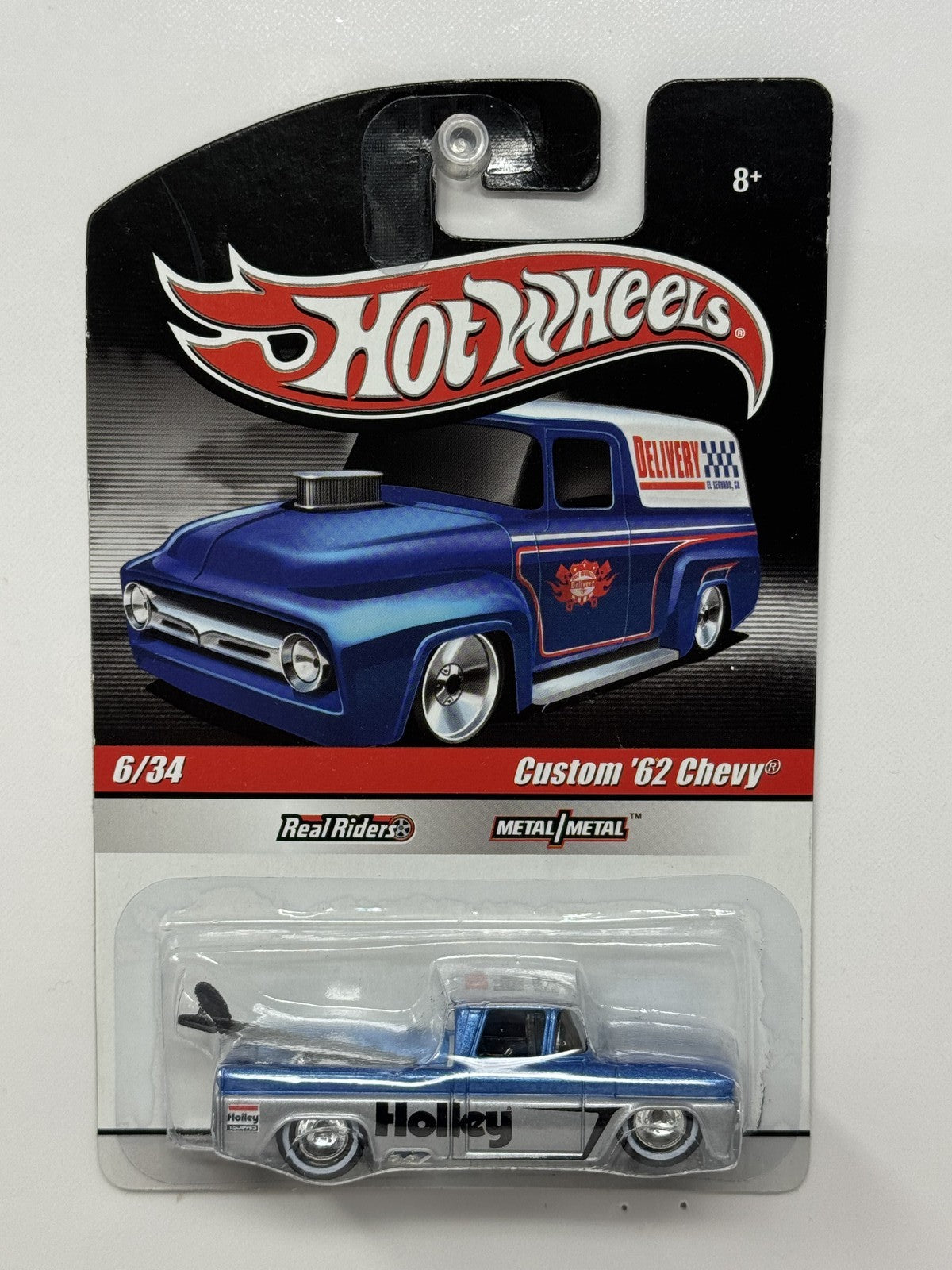 Hot Wheels Slick Rides Custom 1962 Chevrolet Pickup Holley 1:64 Diecast Blue
