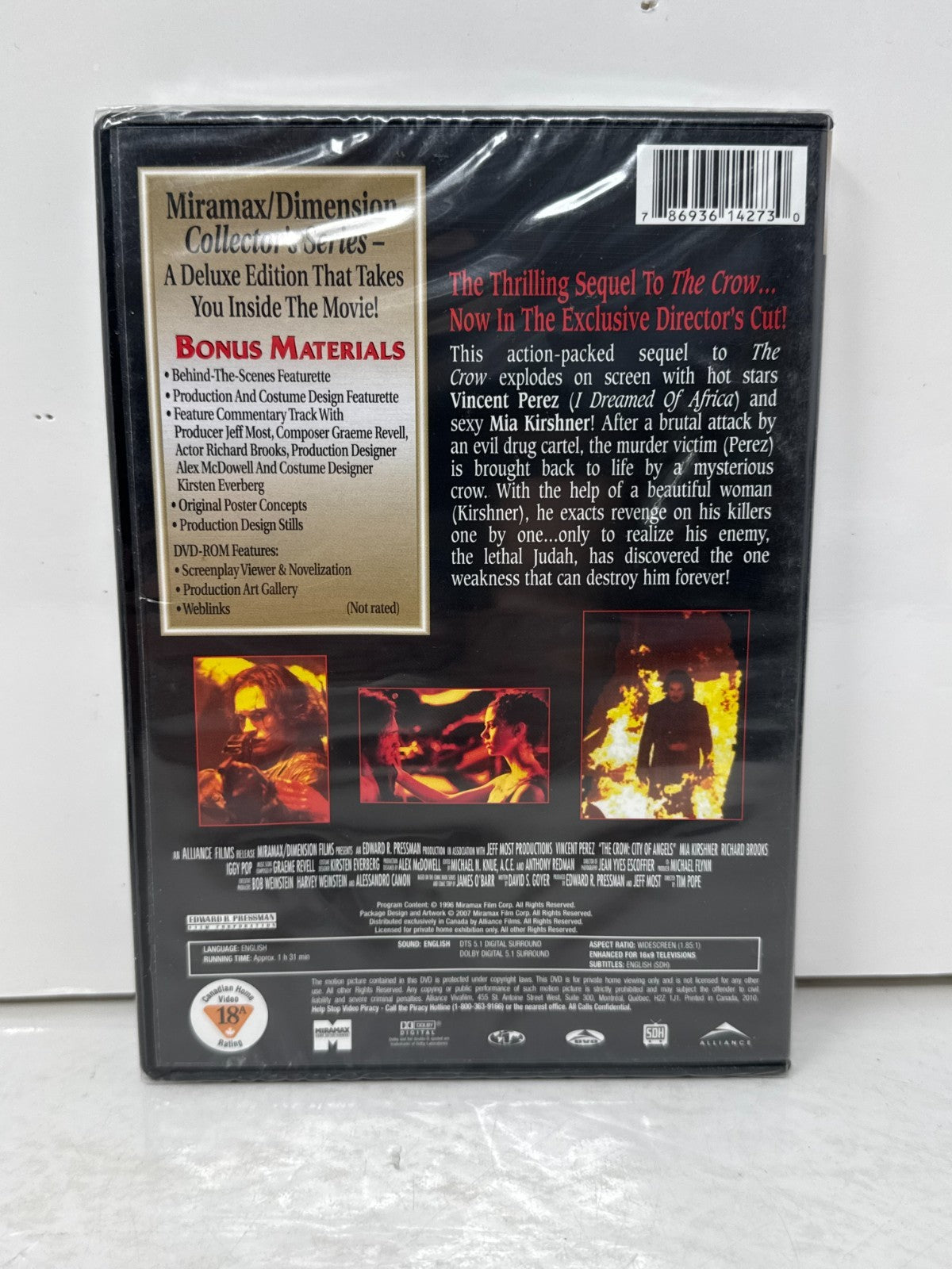 The Crow: City of Angels DVD Action Fantasy Sequel Movie New & Sealed