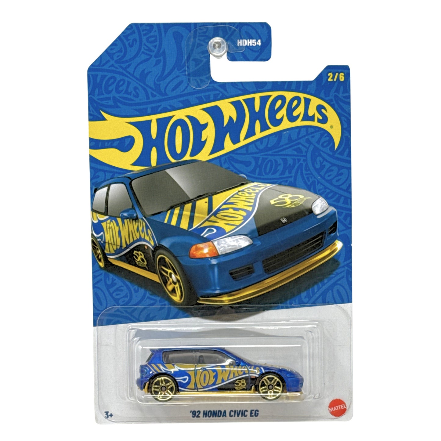 Hot Wheels Anniversary Blue Gold 1992 Honda Civic EG 1:64 Diecast