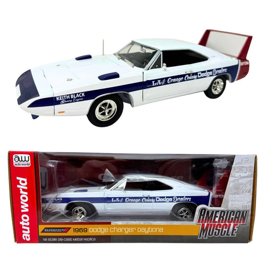 Autoworld American Muscle 1969 Dodge Charger Daytona LA & Orange County Dodge Dealer 1:18 Diecast