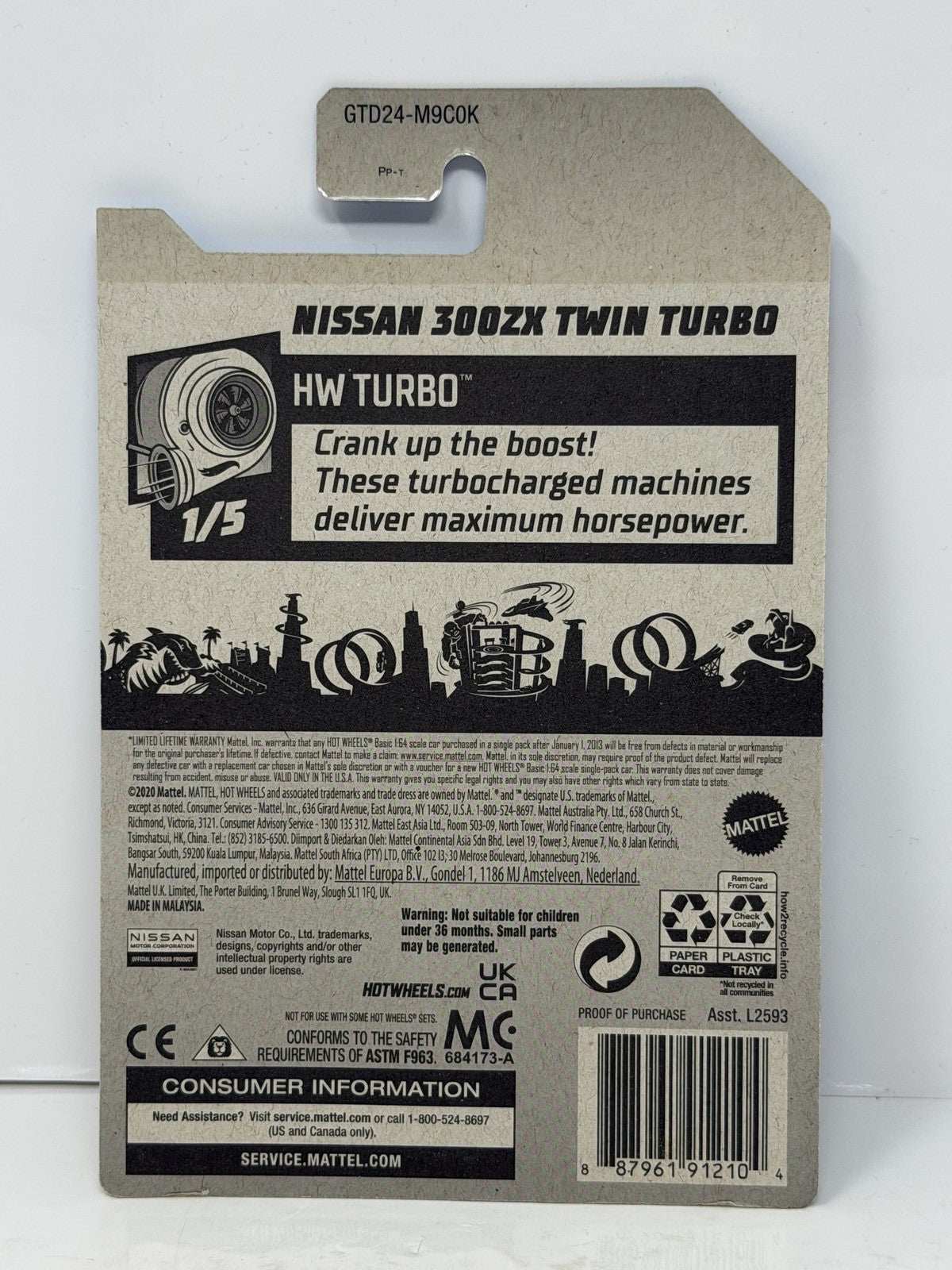 Hot Wheels ZAMAC HW Turbo Nissan 300ZX Twin Turbo 1:64 Diecast Factory Sealed
