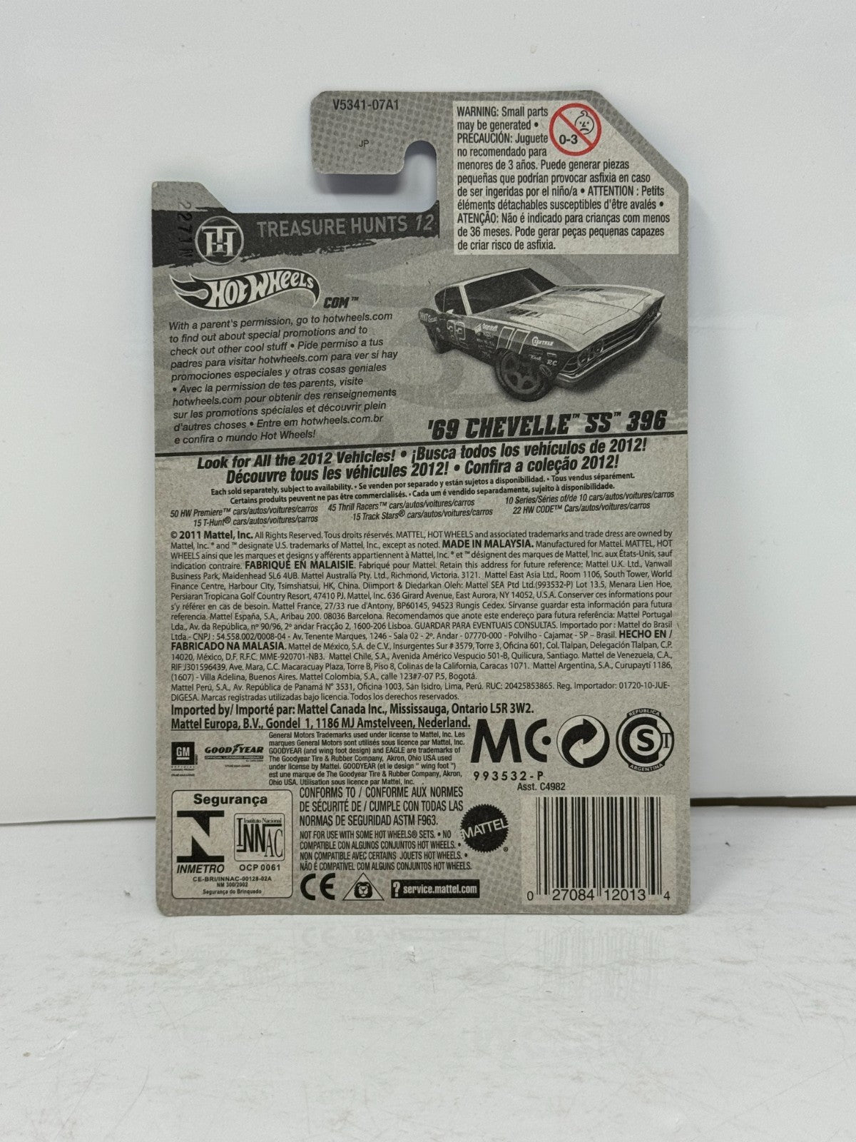 Hot Wheels Treasure Hunts 1969 Chevy Chevelle SS 396 1:64 Diecast