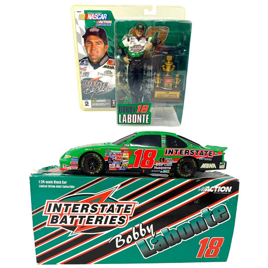 Action Nascar #18 Interstate Batteries Bobby Labonte 1:24 Diecast BANK & Figure