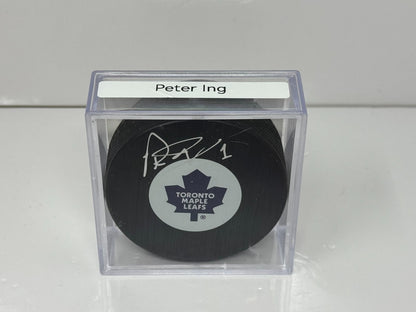 Peter Ing Toronto Maple Leafs Signed NHL Autograph Puck Silver Auto